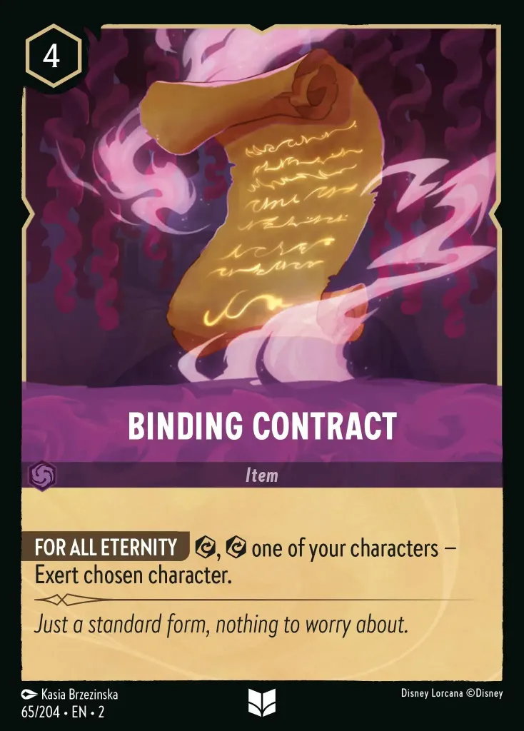 Binding Contract: **FOR ALL ETERNITY** {E}, {E} one of your characters − Exert chosen character.