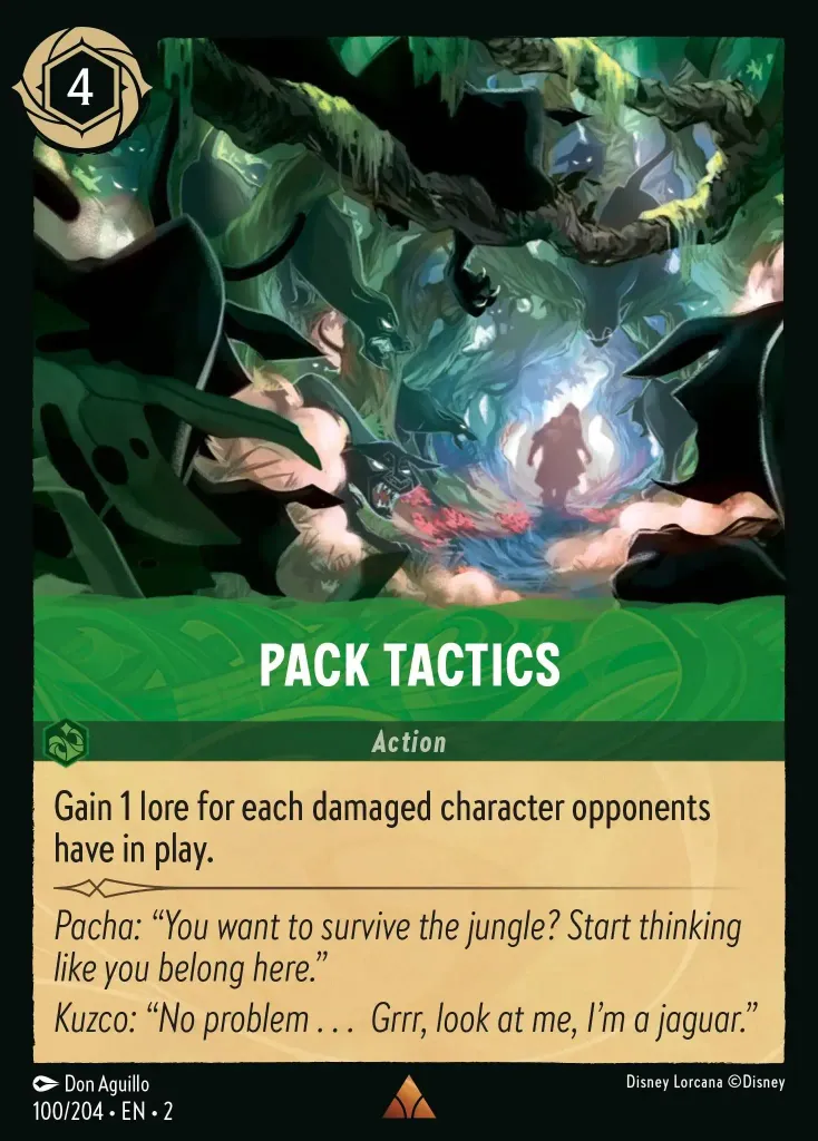Pack Tactics: Gain 1 lore for each damaged character opponents have in play.