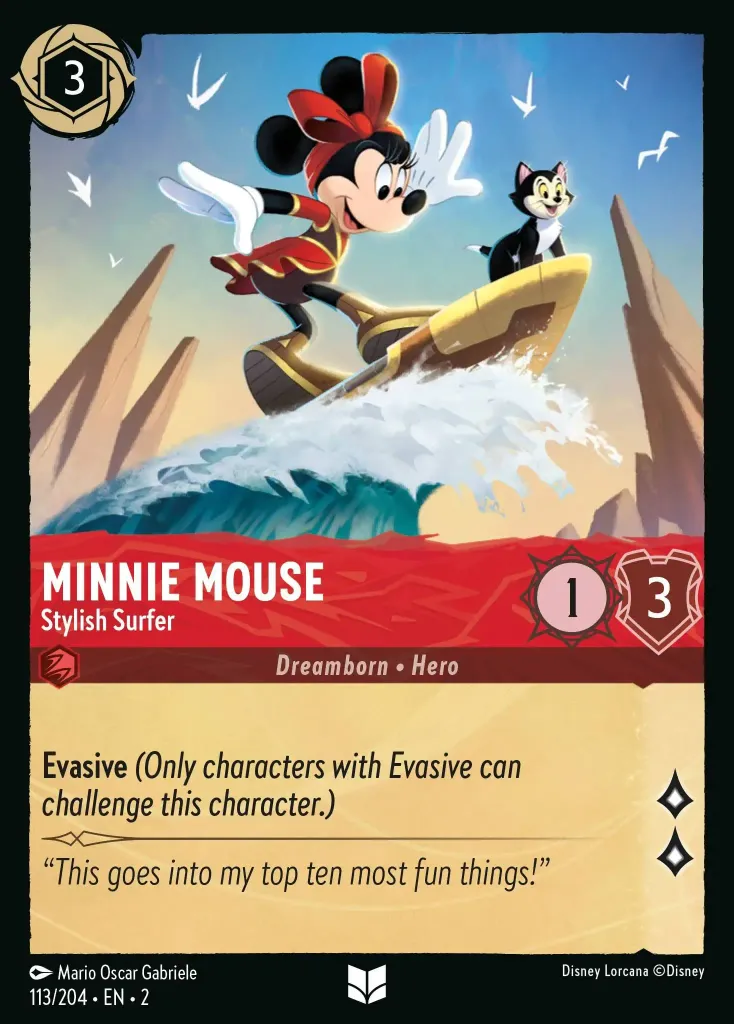 Minnie Mouse - Stylish Surfer: **Evasive** _Only characters with Evasive can challenge this character._
