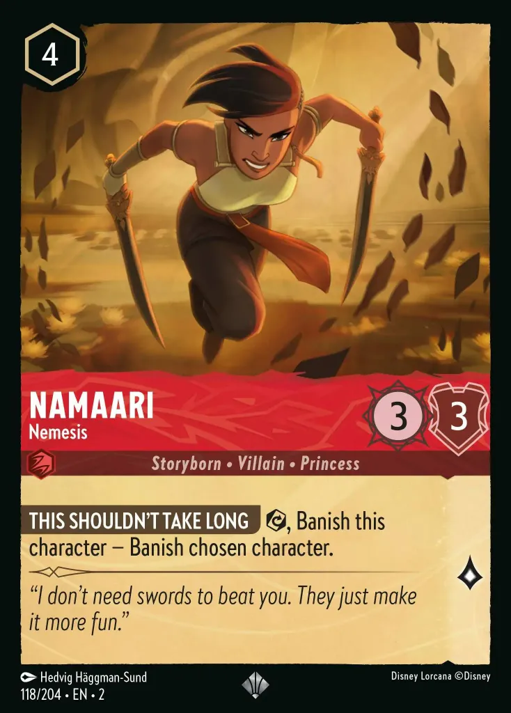 Namaari - Nemesis: **THIS SHOULDN'T TAKE LONG** {E}, Banish this character − Banish chosen character.