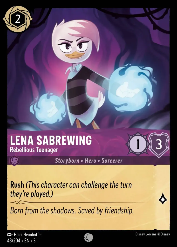 Lena Sabrewing - Rebellious Teenager: **Rush** _(This character can challenge the turn they're played.)_