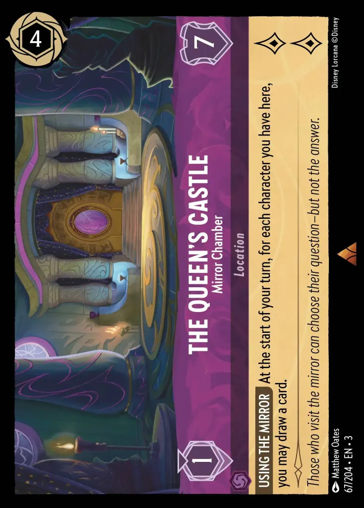 The Queen's Castle - Mirror Chamber: **USING THE MIRROR** At the start of your turn, for each character you have here, you may draw a card.