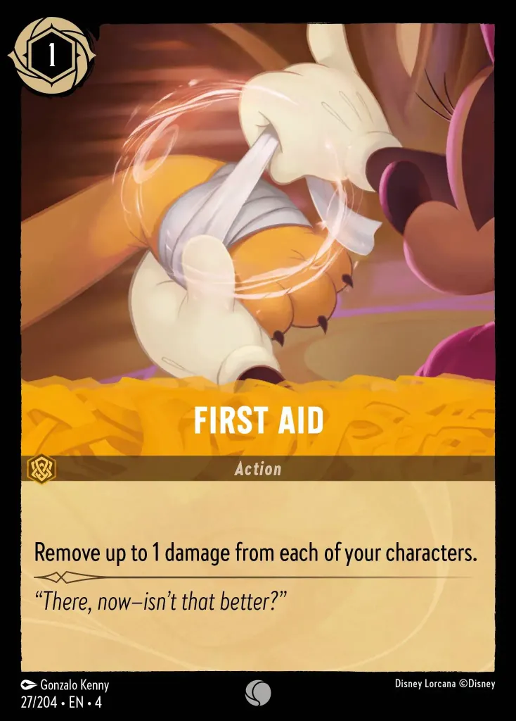 First Aid: Remove up to 1 damage from each of your characters.