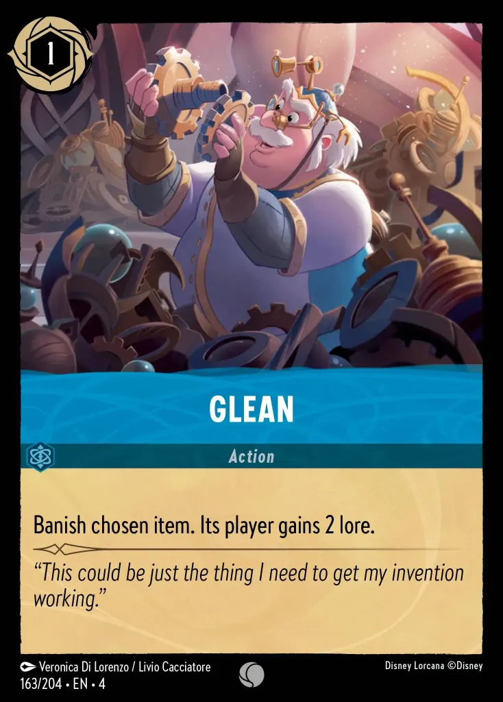 Glean: Banish chosen item. Its owner gains 2 lore.