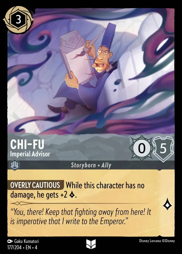 Chi-Fu - Imperial Advisor: **OVERLY CAUTIOUS** While this character has no damage, he gets +2 {L}.