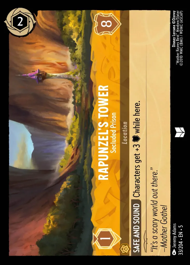 Rapunzel's Tower - Secluded Prison: **SAFE AND SOUND** Characters get +3 {W} while here.