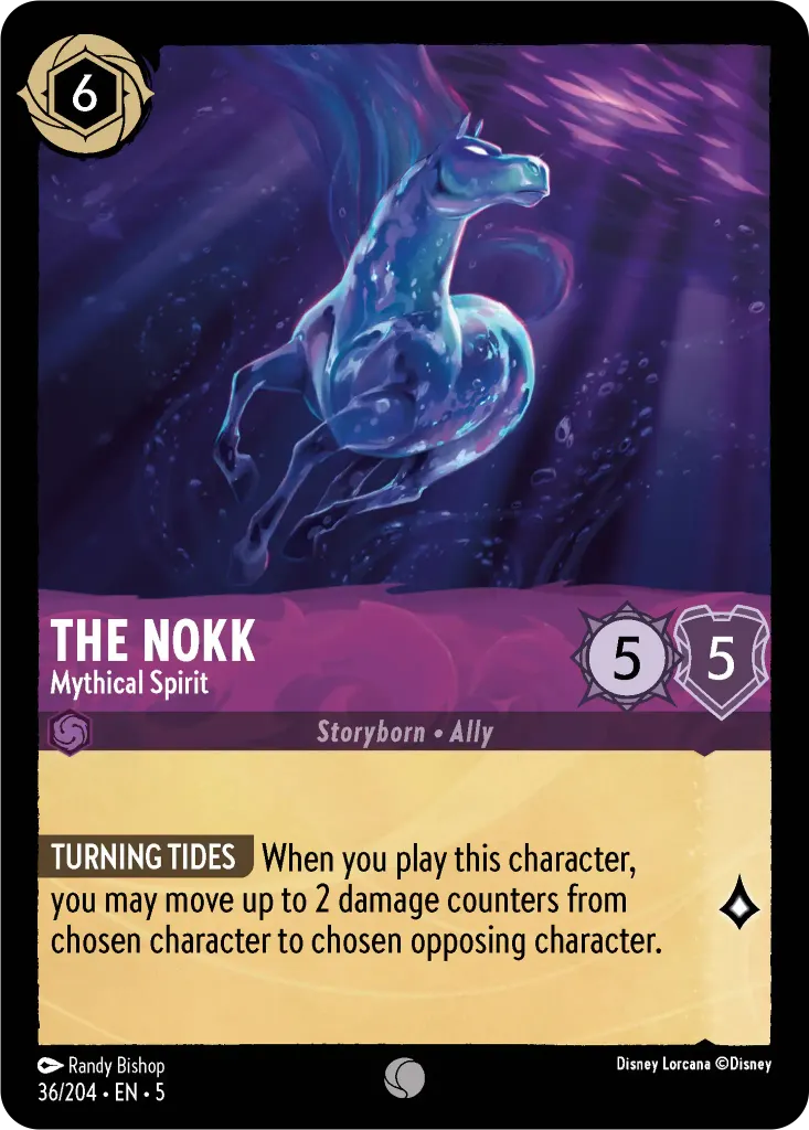 The Nokk - Mythical Spirit: **TURNING TIDES** When you play this character, you may move up to 2 damage counters from chosen character to chosen opposing character.