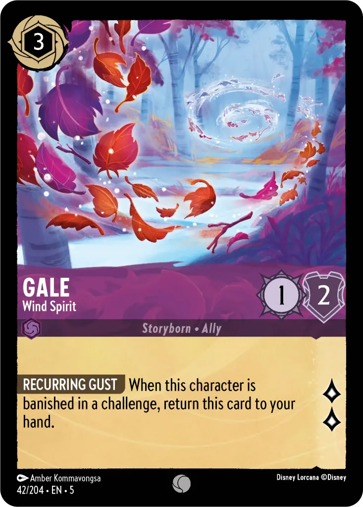 Gale - Wind Spirit: **RECURRING GUST** When this character is banished, return this card to your hand.