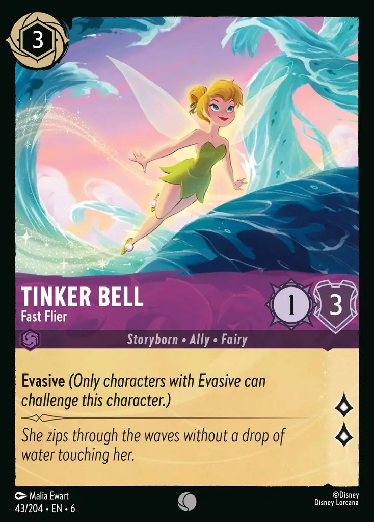 Tinker Bell - Fast Flier: Evasive (Only characters with Evasive can challenge this character.)