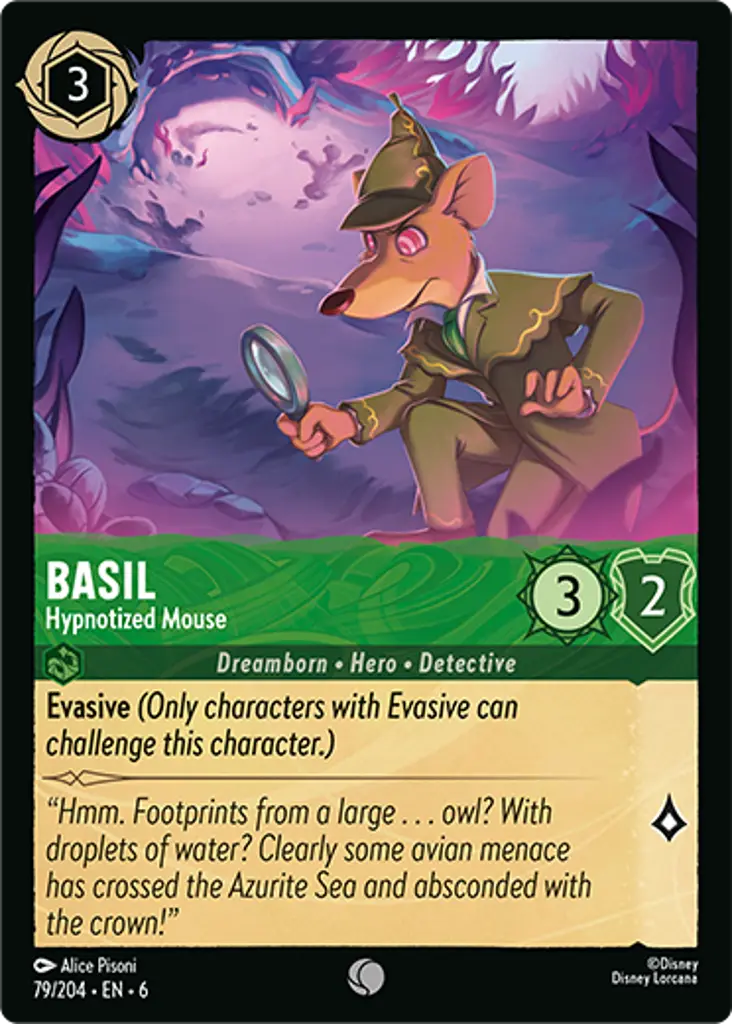 Basil - Hypnotized Mouse: Evasive (Only characters with Evasive can challenge this character.)