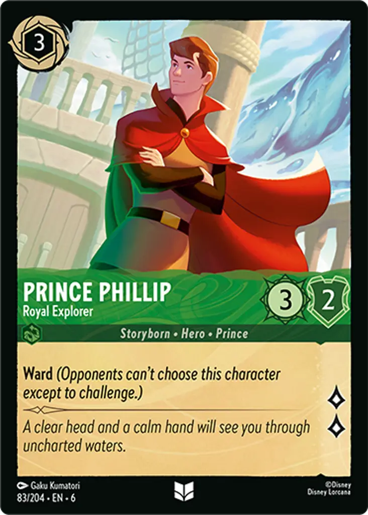 Prince Phillip - Royal Explorer: Ward (Opponents can't choose this character except to challenge.)