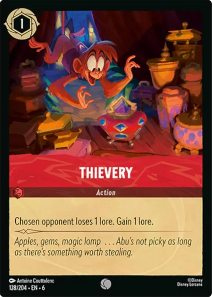 Thievery: Chosen opponent loses 1 lore. Gain 1 lore.