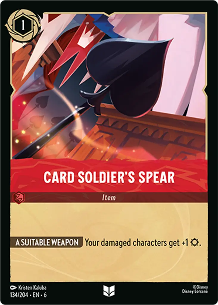 Card Soldier's Spear: A SUITABLE WEAPON Your damaged characters get +1 {S}.