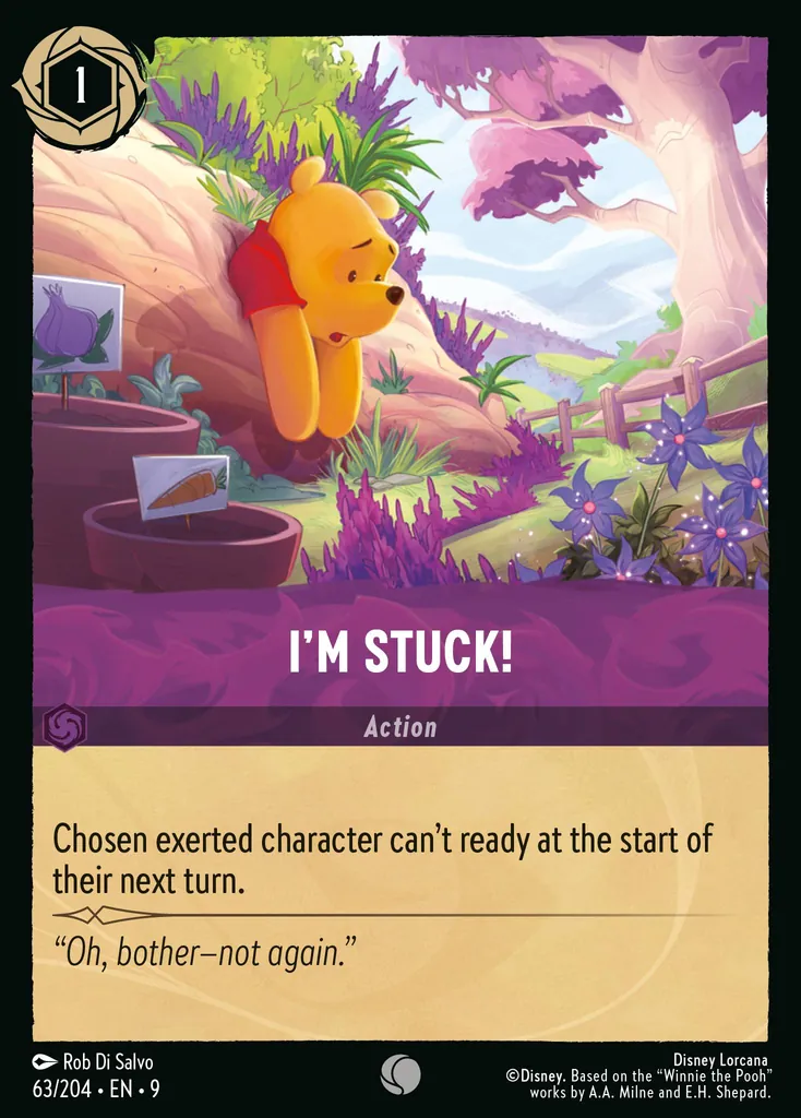 I'm Stuck!: Chosen exerted character can't ready at the start of their next turn.