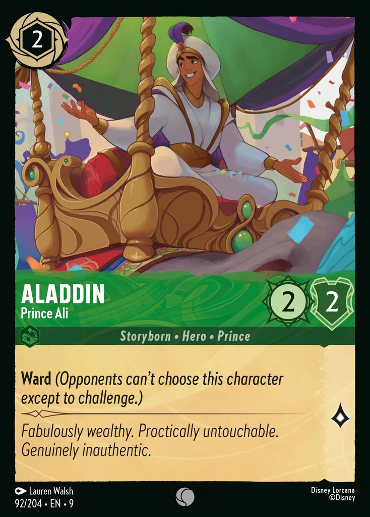 Aladdin - Prince Ali: **Ward** _(Opponents can't choose this character except to challenge.)_