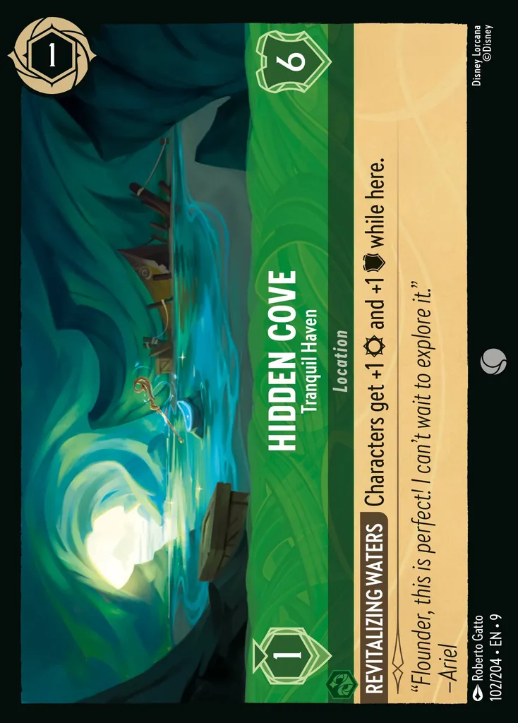 Hidden Cove - Tranquil Haven: **REVITALIZING WATERS** Characters get +1 {S} and +1 {W} while here.